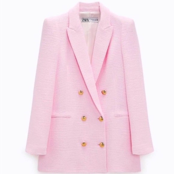 Zara Pink Tweed Blazer with Matching Shorts Set size Small BNWT - Picture 2 of 7